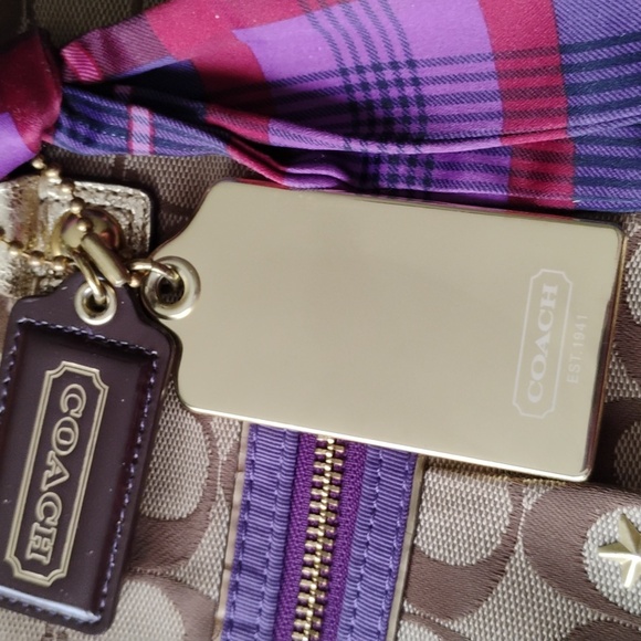 COACH POPPY  Tartan Plaid Tote Bag - Picture 4 of 16